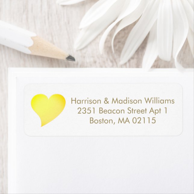 Cute orange yellow heart custom Return Address  (Insitu)