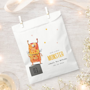 Cute Orange Yellow One Eyed Monster Kids Birthday Favour Bag