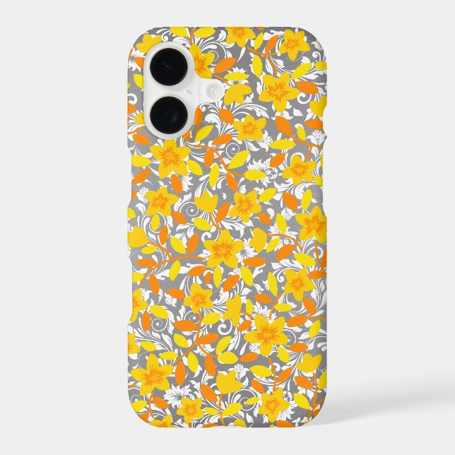 Cute orange yellow white flowers patterns (Back)