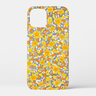Cute orange yellow white flowers patterns iPhone 12 mini case