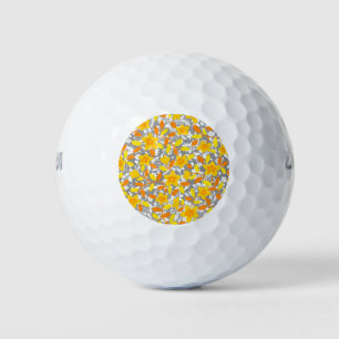 Cute orange yellow white flowers patterns golf balls