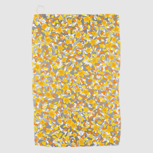 Cute orange yellow white flowers patterns golf towel