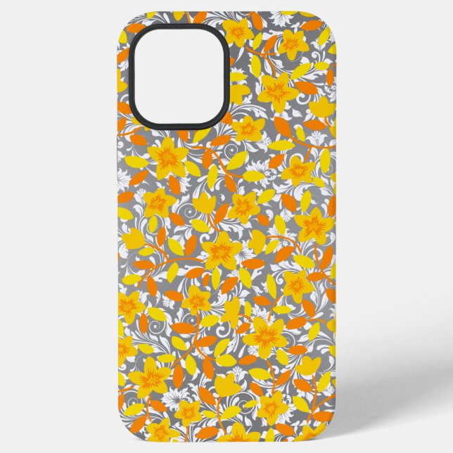 Cute orange yellow white flowers patterns iPhone case (Back)