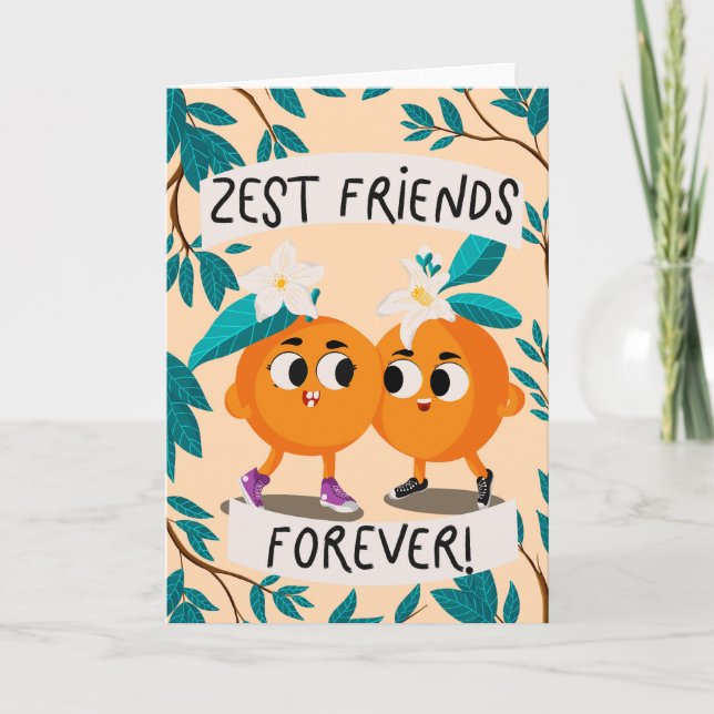 Cute Orange Zest Friends Card (Front)