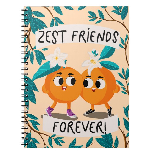 Cute Orange Zest Friends Notebook (Front)
