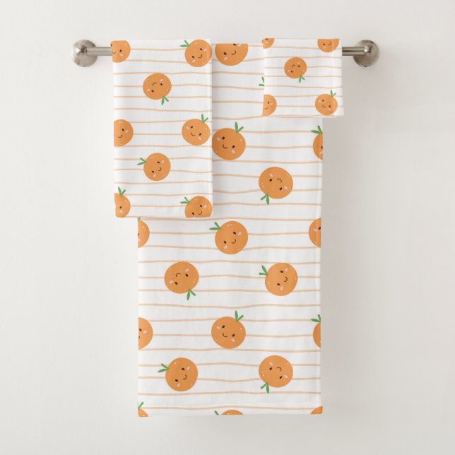 Cute Oranges Print - Bath Towel Set  (Insitu)