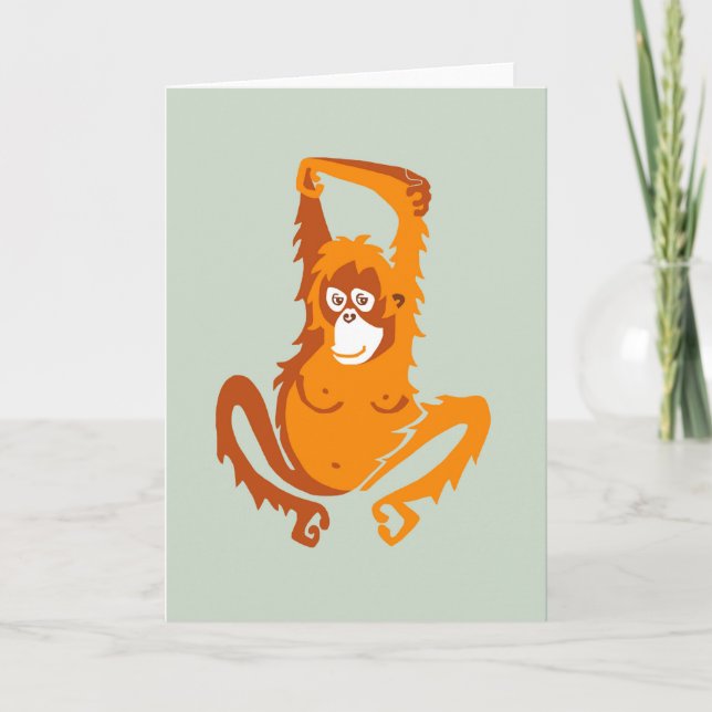 Cute ORANGUTAN - Endangered animal graphic - Ape Card (Front)