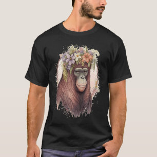 Cute Orangutan Flower Crown Monkey T-Shirt
