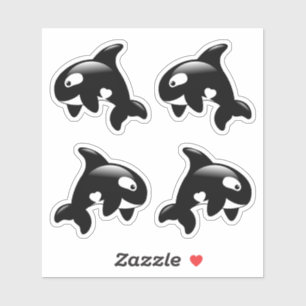 Cute Orca Killer Whale, Set of 4
