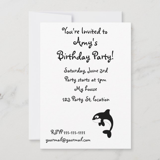 Cute orca whale invitation (Front)