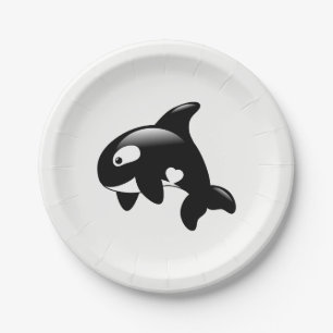 Cute Orca Whale Paper Plate