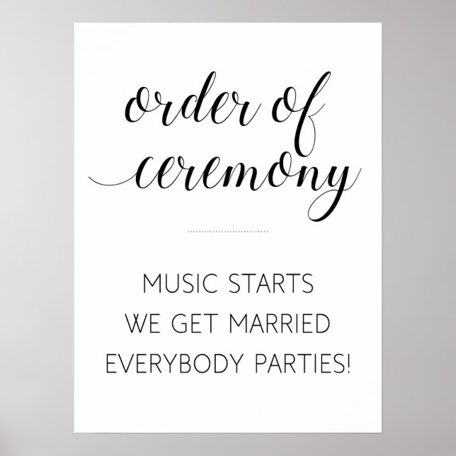 Cute  Order of Wedding Ceremony Sign (Front)