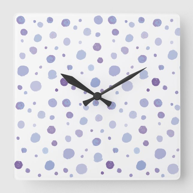 Cute Organic Brushstroke Dot Artwork Square Wall Clock (Front)
