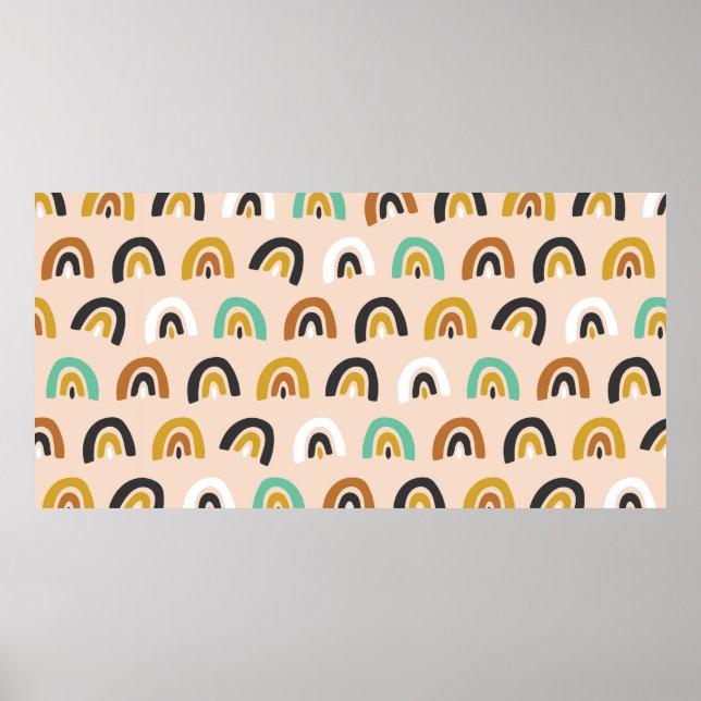 Cute Organic Rainbow Stripes Seamless Pattern Poster (Front)
