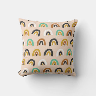 Cute Organic Rainbow Stripes Seamless Pattern Throw Pillow