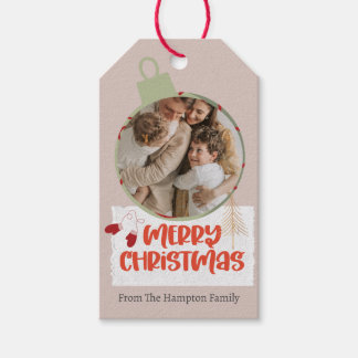 Cute ornament Family or business Flat Holiday Card Gift Tags