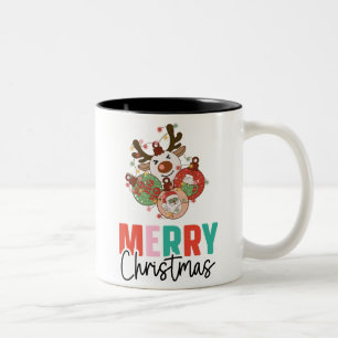 Cute ornaments - Merry christmas Two-Tone Coffee Mug