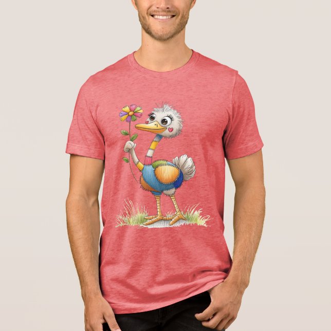 Cute Ostrich Tri-Blend Shirt (Front)