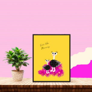 Cute ostriches poster