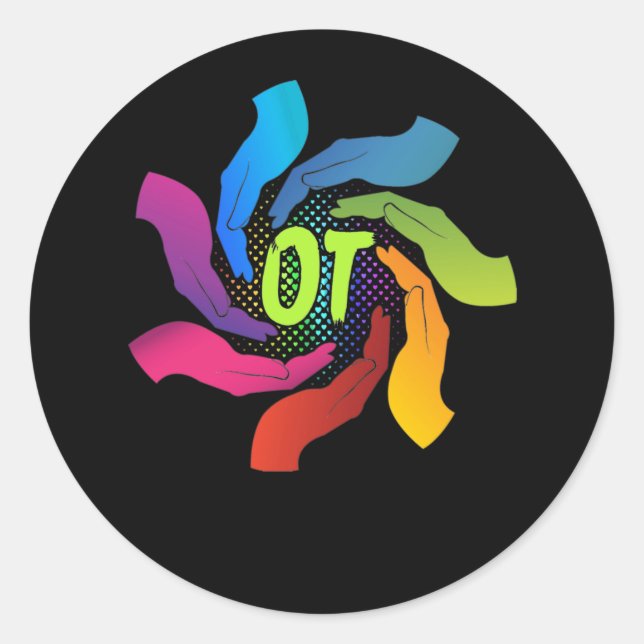 Cute OT Hands Occupational Therapy Classic Round Sticker (Front)