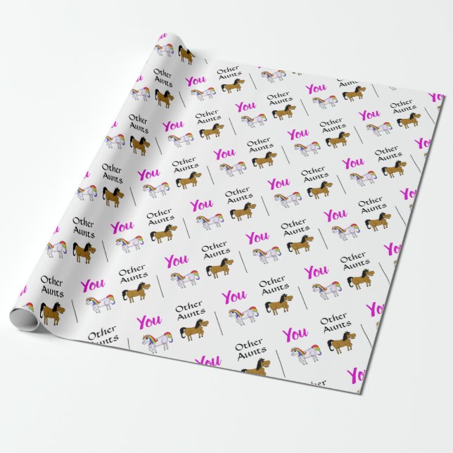 Cute Other Aunts Me Aunt Unicorn Pattern Birthday Wrapping Paper (Unrolled)