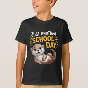 Cute Otter Another School Day Cartoon Design T-Shirt