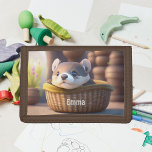 Cute otter baby in a basket - personalizable trifold wallet<br><div class="desc">Do you love otters? Super cute little otter - created with artificial intelligence. For all otter lovers and children! Adorable gift idea!</div>