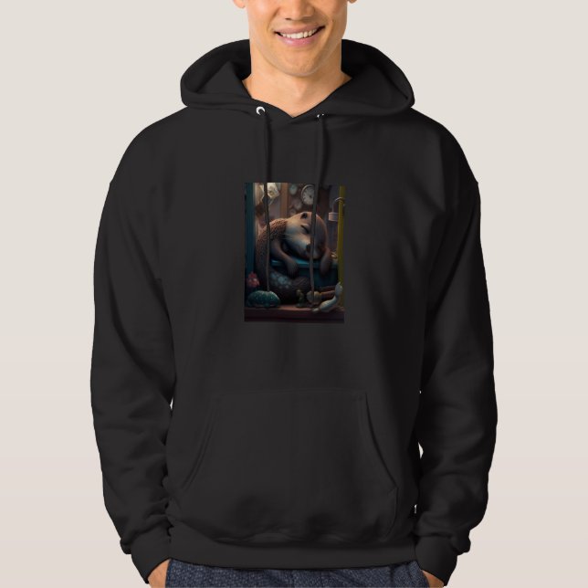 Cute Otter Bed Time Bored Sleepyhead Otter Hoodie (Front)