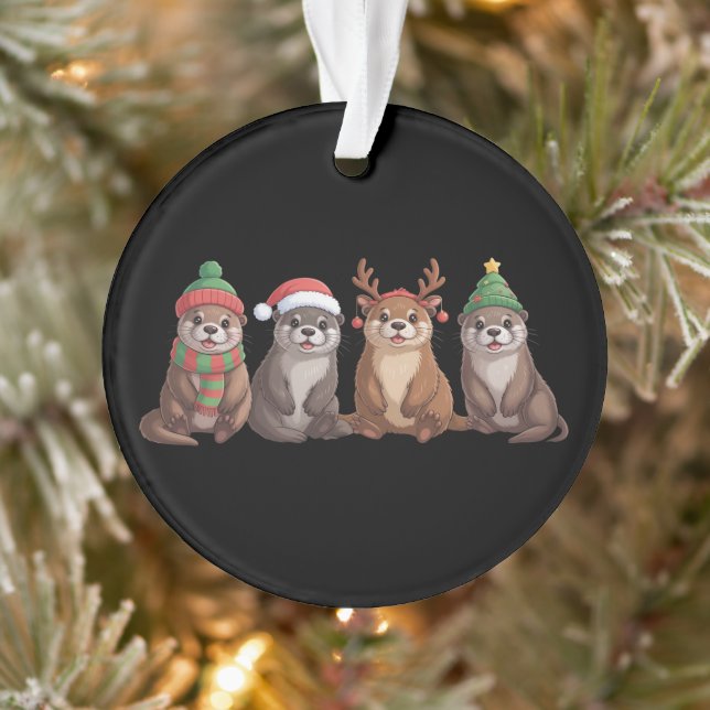 Cute Otter Christmas Funny Xmas Lights Animal  Ornament (Tree)