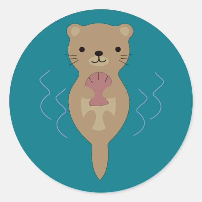 Cute Otter Classic Round Sticker (Front)