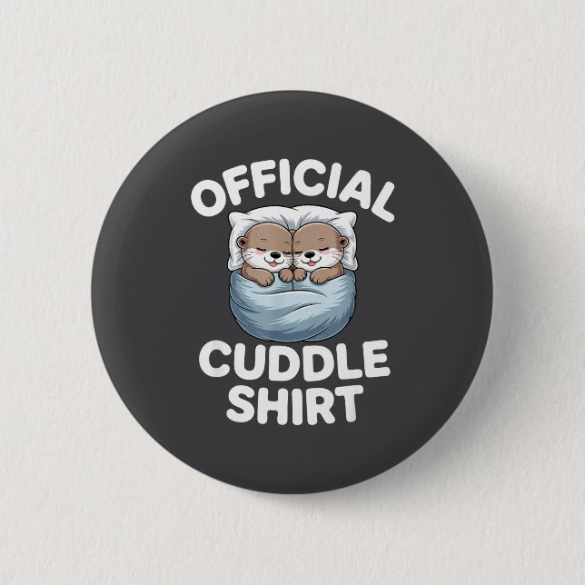 Cute Otter Couple Cozy Cuddle  2 Inch Round Button (Front)