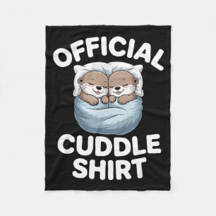 Cute Otter Couple Cozy Cuddle  Fleece Blanket