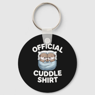 Cute Otter Couple Cozy Cuddle Keychain