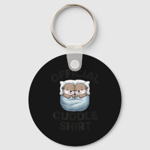 Cute Otter Couple Cozy Cuddle Keychain