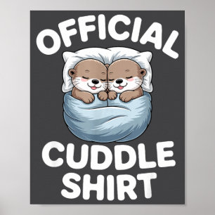 Cute Otter Couple Cozy Cuddle Poster