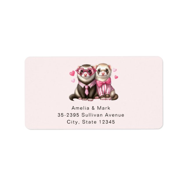 Cute Otter Couple in Love Address Label (Front)