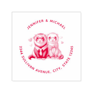 Cute Otter Couple in Love Address Self-inking Stamp