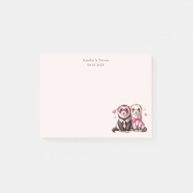 Cute Otter Couple in Love Anniversary Post-it Notes (Front)
