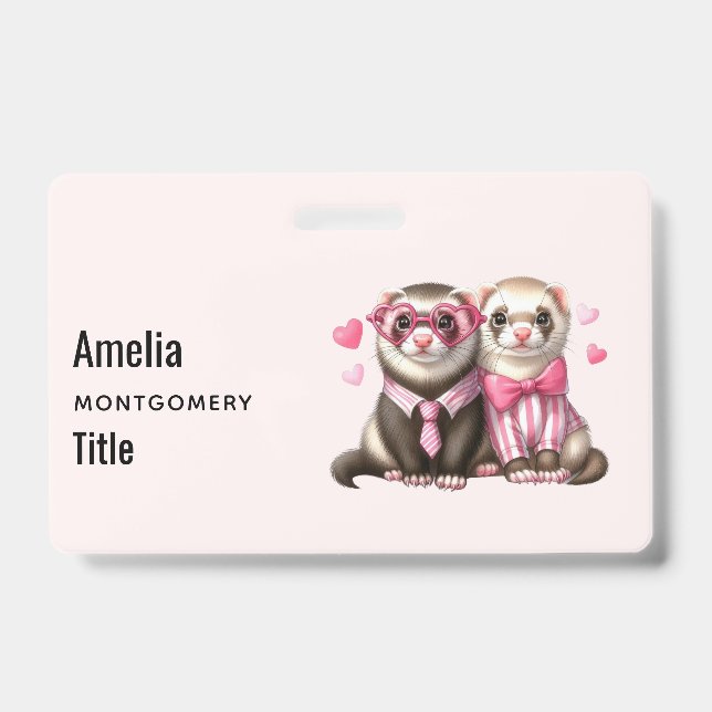 Cute Otter Couple in Love Badge (Front)