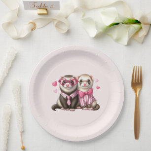 Cute Otter Couple in Love Paper Plate