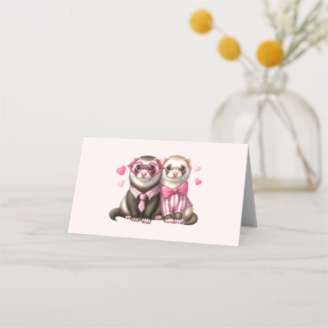 Cute Otter Couple in Love Place Card (Front)