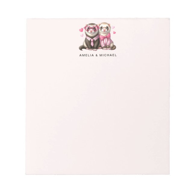 Cute Otter Couple in Love Valentine's Day Notepad (Front)