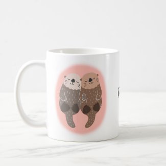Cute Otter Couple Love Customized with name Coffee Mug