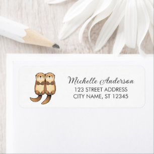 Cute Otter Couple Return Address Animal Love