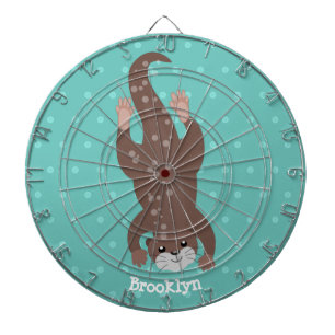 Cute otter diving cartoon illustration dartboard