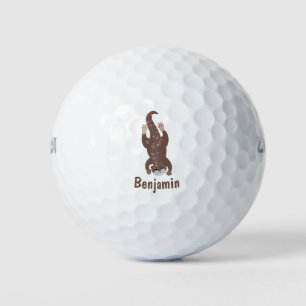 Cute otter diving cartoon illustration golf balls