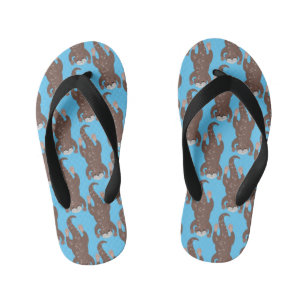 Cute otter diving cartoon illustration kid's flip flops