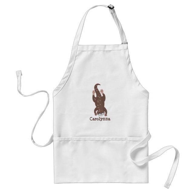 Cute otter diving cartoon illustration standard apron (Front)
