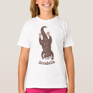 Cute otter diving cartoon illustration T-Shirt