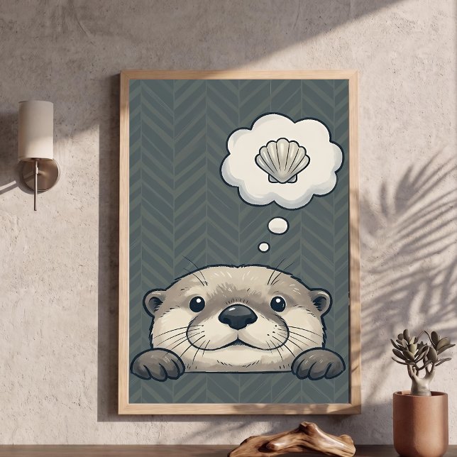 Cute Otter Dreaming of Shell Nursery Art Poster (Creator Uploaded)